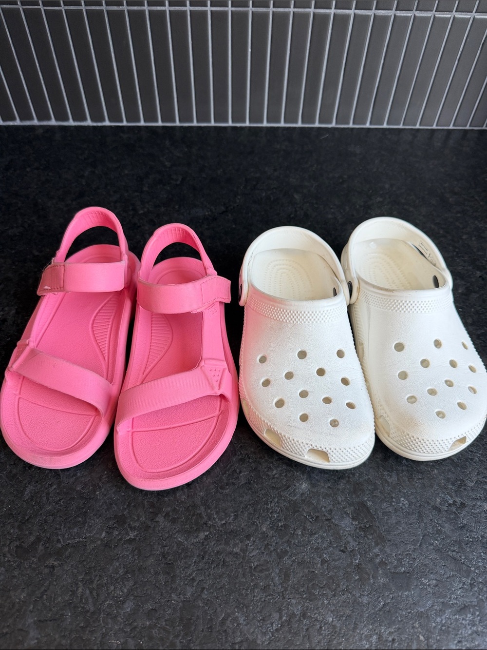 Kids Pink Sandals and White Clog Pack - Comfortable Everyday Shoes